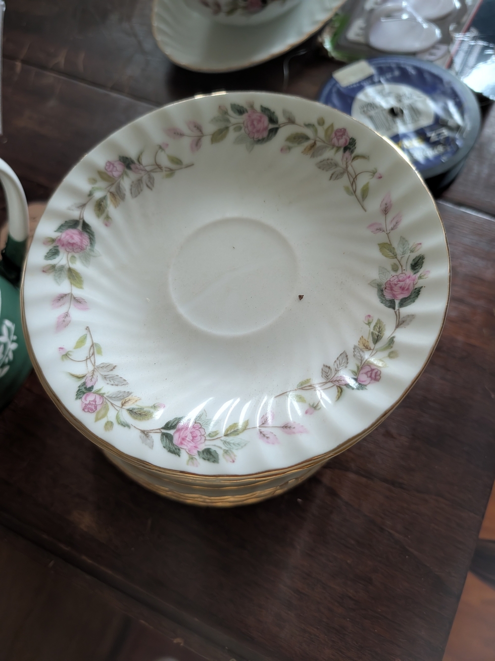 Vintage Floral Pink Rose Saucer - Elegant Home Dining Accent